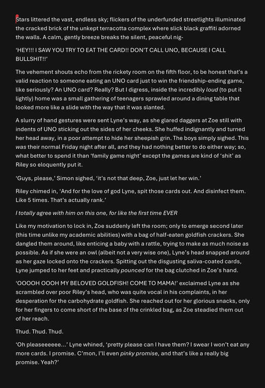A short comedic, lighthearted story